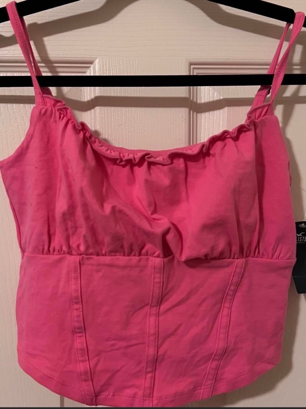 Hollister Bright Pink Ruffle-Trim Spaghetti Strap Cami